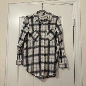 Mudd Kids Plaid Button Down Shirt - Black, White, Red